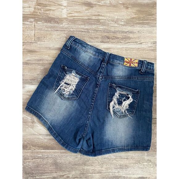 Machine Distressed Jean Shorts High Rise Women’s Size 30 Waist - Picture 3 of 5